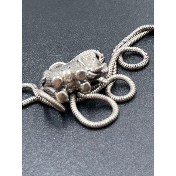 Sterling Silver Elephant Trunk Up Good Luck Pendant and 925 Chain Necklace - Picture 10 of 13